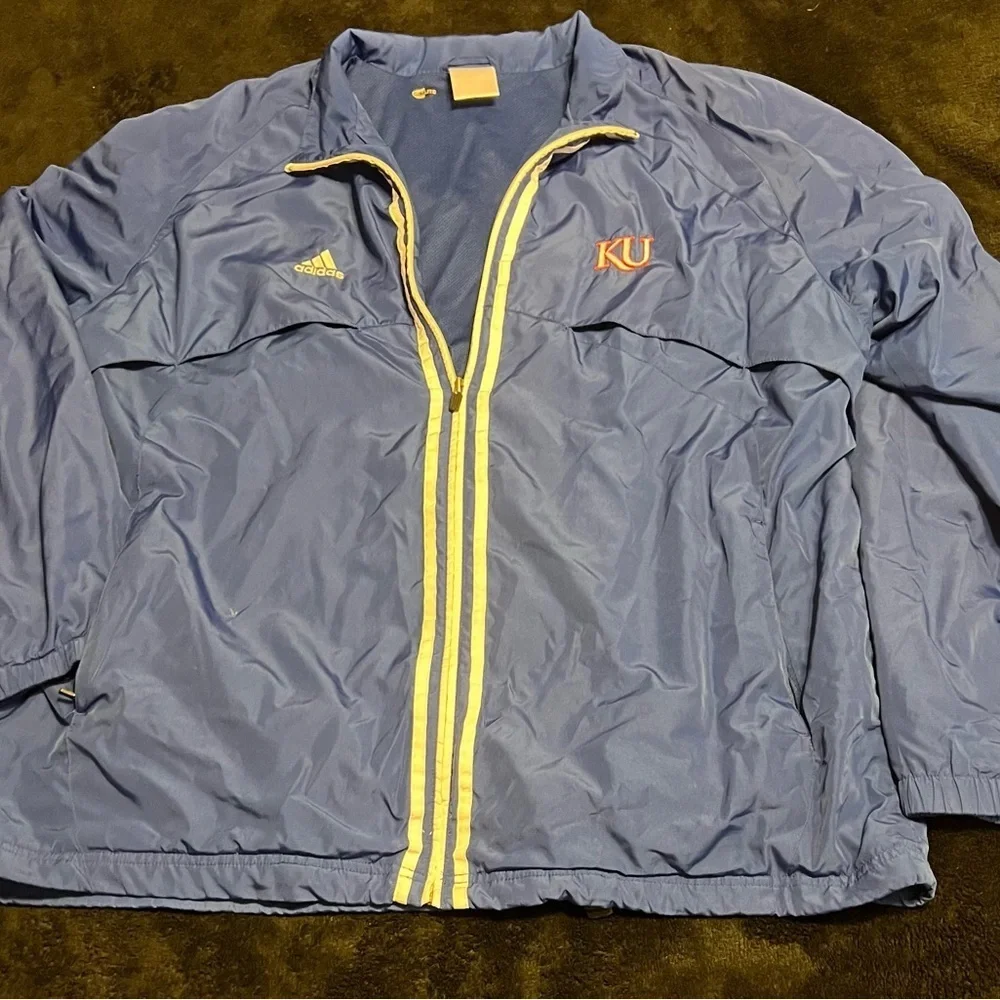 Adidas Kansas University Men’s Nylon Zip Up Jacket/ Last pic shows color best